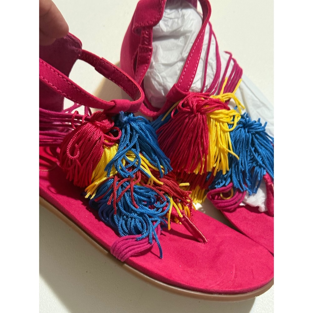 Vince Camuto Womens Fuchsia Pink Suede Tassel Gladiator Flat Sandals Size 5M